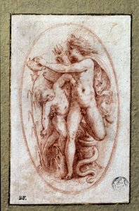 Apollo og Hyacint. Tegning a la sanguine af Pietro Buonaccorsi (1500-1546 / 47) også kendt som Pierino del Vaga af Perino del Vaga