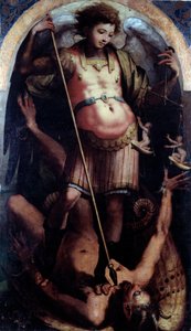 St Michael, Central panel (olie på træ, ca. 1535) af Perino del Vaga