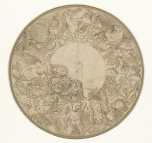 Design til bunden af ​​en rund udstillingsskål af Perino del Vaga (attributed to)