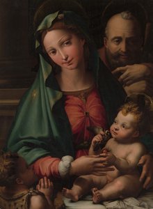 Den hellige familie med spædbarnet Sankt Johannes Døberen, ca. 1524-26. af Perino del Vaga