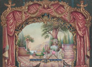 Bagtæppe for Vaudeville Stage, ca. 1938.