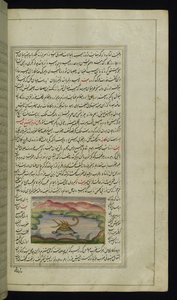 En skildpadde bærer en skorpion på ryggen over en flod fra Lights of Canopus af Persian School