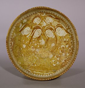Skål, fra Kashan, Iran, Seljuk-perioden, 1211-12 e.Kr. (stenpasta med glans over glasur) af Persian School