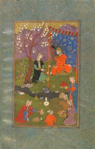 Folio fra en Jamshid u Khurshid, Iran, Safavid-periode, ca. 1600 (ugennemsigtig akvarel, blæk og guld på papir) af Persian School