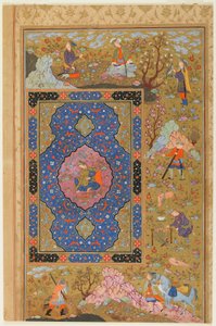 Folio fra et album; bagside: Ung kvinde, Isfahan, Iran, Safavid-periode, 1590-1610 (ugennemsigtig akvarel, blæk og guld på papir) af Persian School