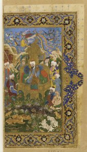 Folio fra en uidentificeret tekst; Salomon tronede af Persian School