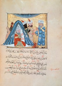 Illustration fra Maqamat (Møderne) af Al-Hariri (gouache på papir) af Persian School