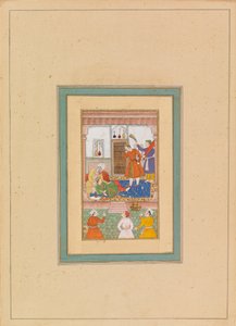 Interiør med figurer (wc på vellum) af Persian School