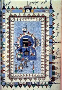 Islam: udsigt over den kubiske bygning Kaaba (Ka