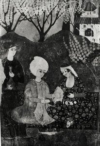 Mand og kvinde i en have af Persian School