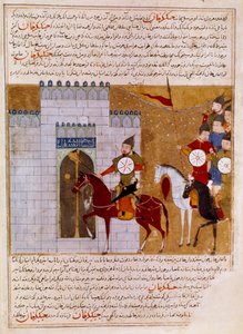 Mongoler, der belejrer en persisk miniature fæstning taget fra "" Jami al-tawarikh"" (Jami al tawarikh) eller "" Universal History"" af historikeren Rashid al-din (al din) (1247-1318) Omkring 1430 Paris, B.N. af Persian School