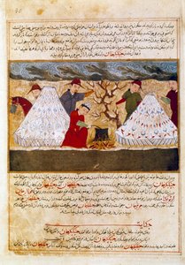 Mongoler, der laver persisk miniature, taget fra "Jami al-tawarikh" (Jami al tawarikh) eller ""Universal Historie"" af historikeren Rashid al-din (al din) (1247-1318) Omkring 1430. Paris, B.N. af Persian School