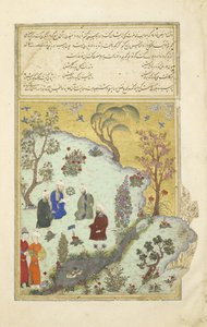 Persisk 239 fol.7a Firdausi møder Ghaznis hofdigtere, illustration fra Shahnama (Kongernes Bog), af Abul-Qasim Mansur Firdawsi (ca.934-c.1020), 1444 af Persian School