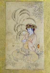 Persisk kunst: "" ung mand vender tilbage under en pil"" Anonym Gouache fra det 17. århundredes Paris, Louvre-museet af Persian School
