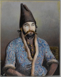 Portræt af en adelsmand eller kongelig figur, muligvis Muhammad Shah Qajar (blæk & uigennemsigtigt toilet på elfenben eller skal)