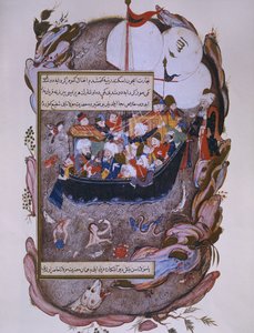 Rumi redder et skib under en storm, slutningen af det 16. århundrede af Persian School
