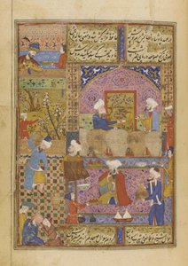 Scene i et værtshus fra en Divan af Hafiz, ca. 1552-53 af Persian School