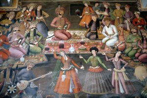 Shah Abbas I Great modtager Nadr Vali Muhammad Khan fra Khanate af Bukhara, receptionssal af Persian School