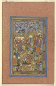 Sulayman og Bilqis på tronen, ca. 1590-1600 af Persian School