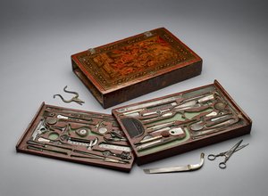 Værktøjssæt, der forestiller den hellige familie, ca. 1830 (blandet medier) af Persian School