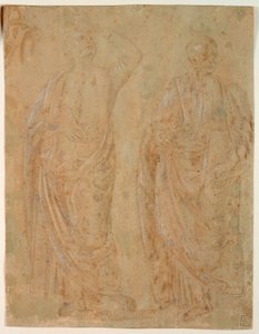 To stående draperede mandsfigurer af Perugino
