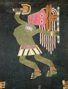 Vævet ulddanser med stafet, Paracas stamme (tekstil) (se også 231825) af Peruvian School