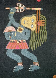 Vævet ulddanserinde med stafet, Paracas stamme (tekstil) (se også 231826) af Peruvian School