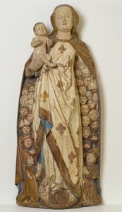 Madonna and Child Shelter Supplicants under Her Cloak, c.1471 (lindentræ, polykrom, guld- og sølvblad) af Peter (attr.to) Koellin