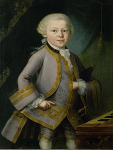 Den unge Mozart i hofdragt (olie på lærred) af Peter Anton Lorenzoni