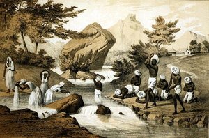 Hindoo kostumer, Mauritius, indgraveret af James Queen (1824-c.1877) pub. af Peter S. Duval (litho) af Peter Bernhard Wilhelm (after) Heine