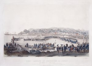 Første landgang af amerikanere i Japan ved Gore-Hama den 14. juli 1853,