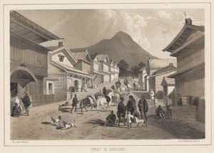 Gade i Hakodadi, litho af Sarony und Co., 1855 (chromolitho)