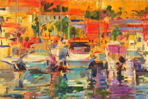 Riviera Harbour Sun af Peter Graham (Contemporary)