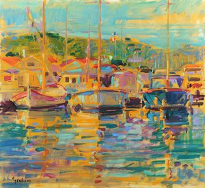 Saint-Tropez Morning, 2018 (olie på lærred)
