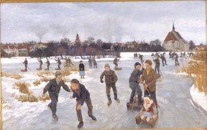 Children skating outside Fåborg