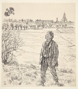 Drengen og viben. Faaborg med kirken i baggrunden af Peter Hansen