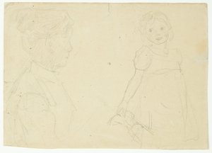 Studie af kunstneren hustru og datter af Peter Hansen