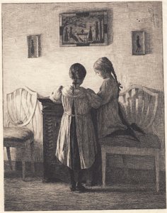 Interiør med to småpiger af Peter Vilhelm Ilsted