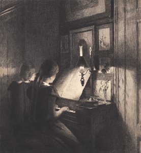 To småpiger ved et klaver af Peter Vilhelm Ilsted