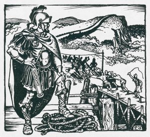Bygning af Hadrians Mur (litografi)