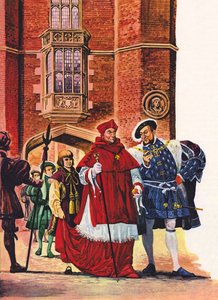 Kardinal Wolsey og kong Henry VIII på Hampton Court af Peter Jackson
