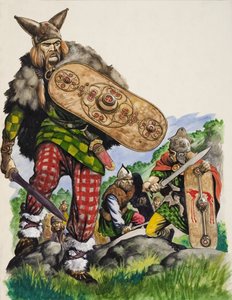 Celtic Warriors (gouache på papir) af Peter Jackson
