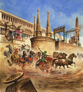 Chariot Race (gouache på papir) af Peter Jackson