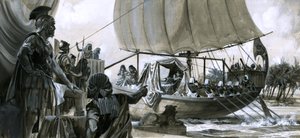 Kleopatra i sin pram (gouache på papir) af Peter Jackson