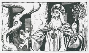 Druidens ritualer på alterstenen (litografi)