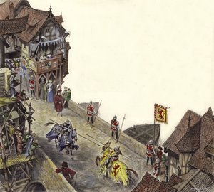 Joust på Old London Bridge den 23. april 1390 af Peter Jackson