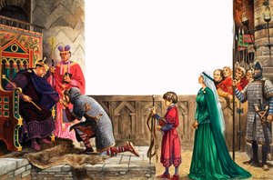 Ridder sværger troskab til kong William I (gouache på papir) af Peter Jackson