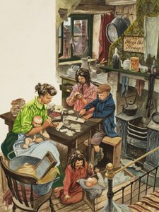 Making Matchboxes (gouache på papir) af Peter Jackson