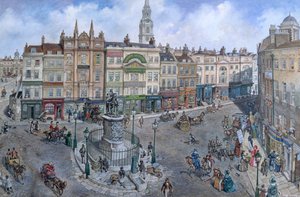 Old London Rekonstrueret: Charing Cross omkring 1830 af Peter Jackson