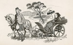 Dronning Victoria og John Brown (blæk på papir) af Peter Jackson